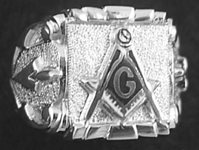 Gothic Sterling Silver Masonic Ring, Solid Back #12G